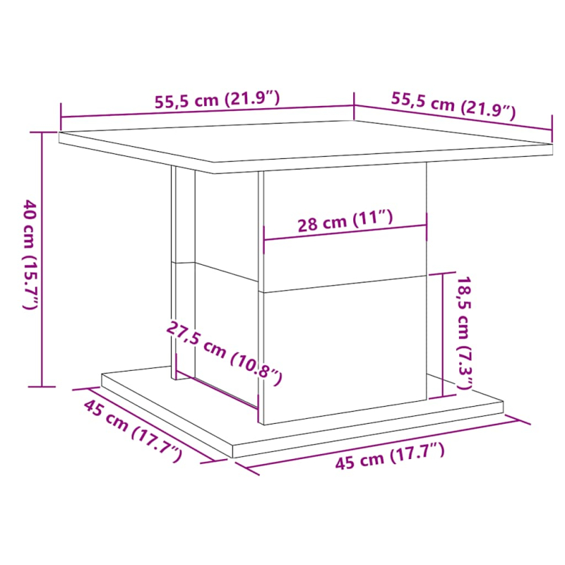 Couchtisch Artisan-Eiche 55,5x55,5x40 cm Holzwerkstoff