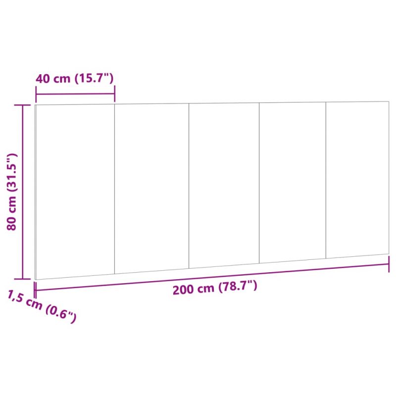 Kopfteil Altholz-Optik 200x1,5x80 cm Holzwerkstoff