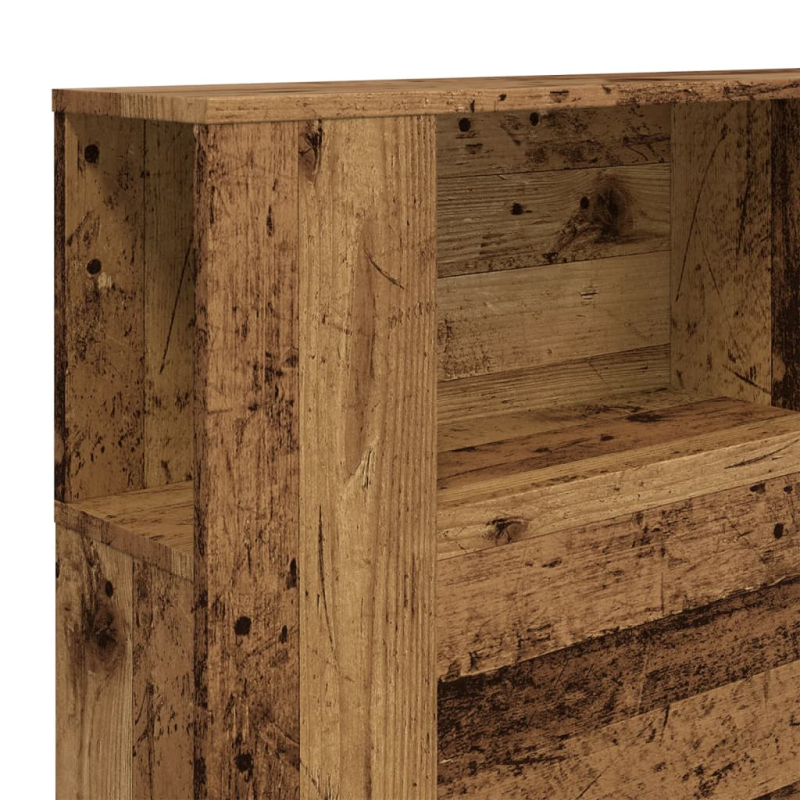 Kopfteil mit Ablagen Altholz-Optik 180x18,5x102,5 cm