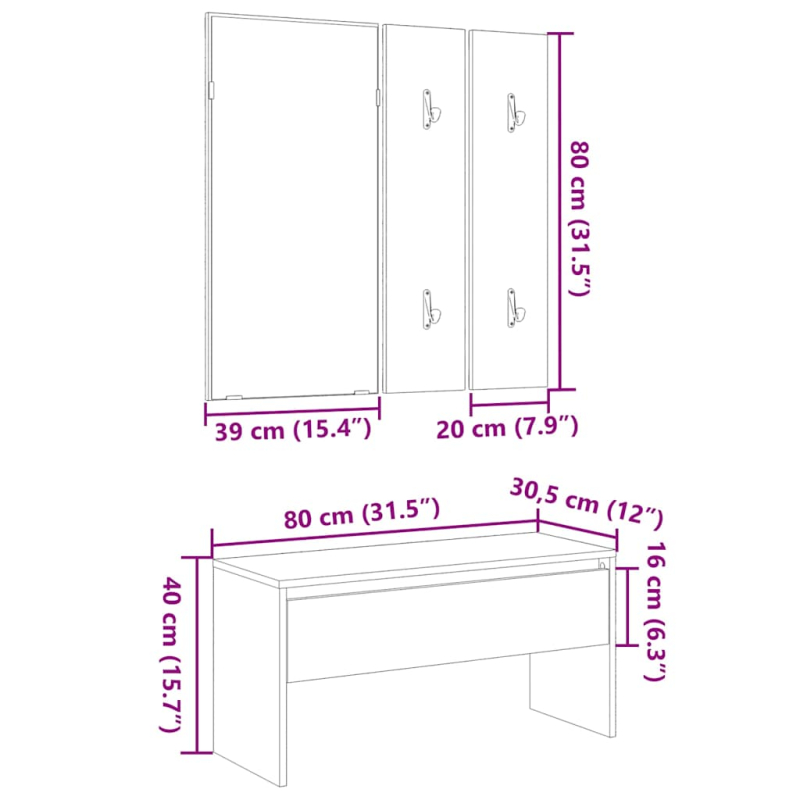 Garderoben-Set Artisan-Eiche Holzwerkstoff