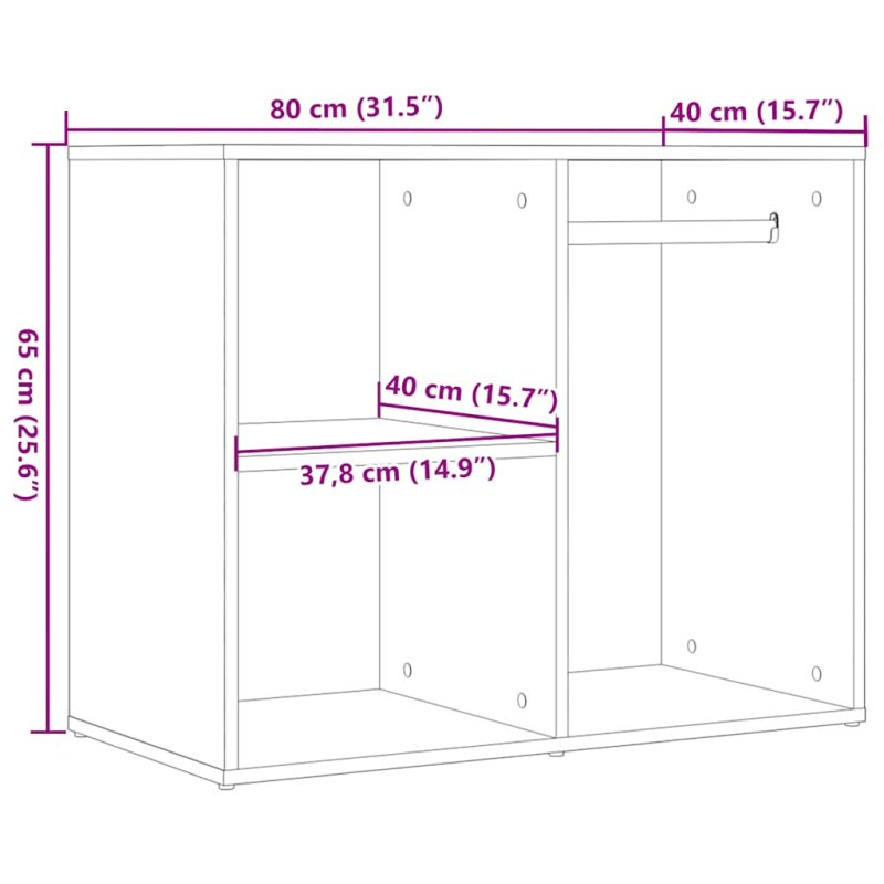 Ankleideschrank Artisan Eiche 80x40x65 cm Holzwerkstoff