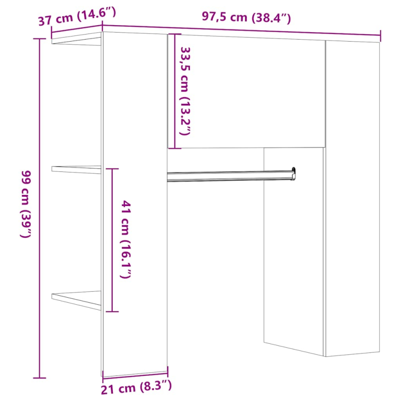 Flurschrank Artisan-Eiche 97,5x37x99 cm Holzwerkstoff