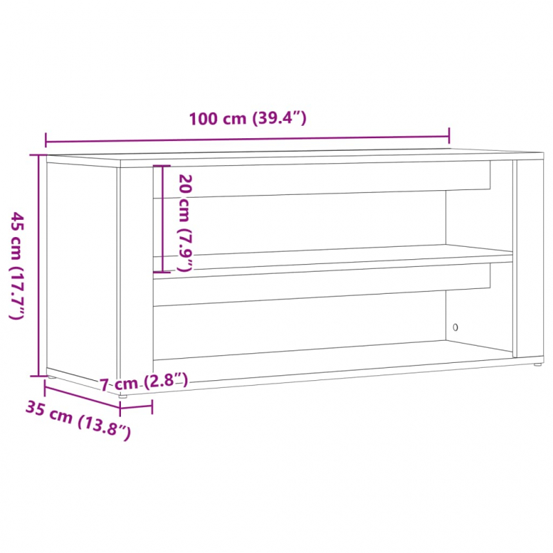 Schuhbank Artisan-Eiche 100x35x45 cm Holzwerkstoff