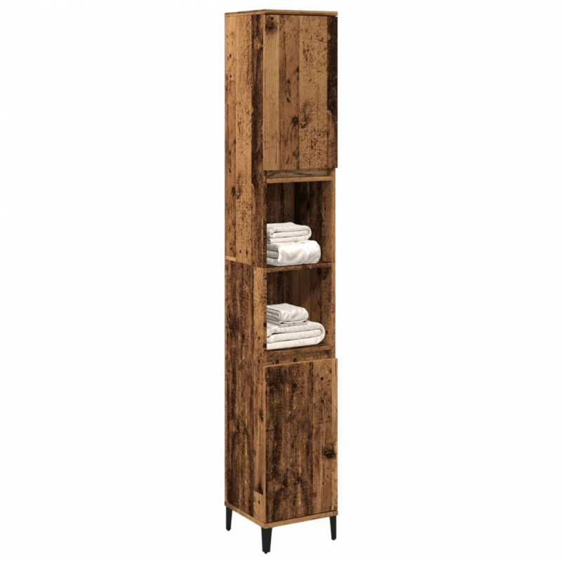 Badschrank Altholz-Optik 30x30x190 cm Holzwerkstoff