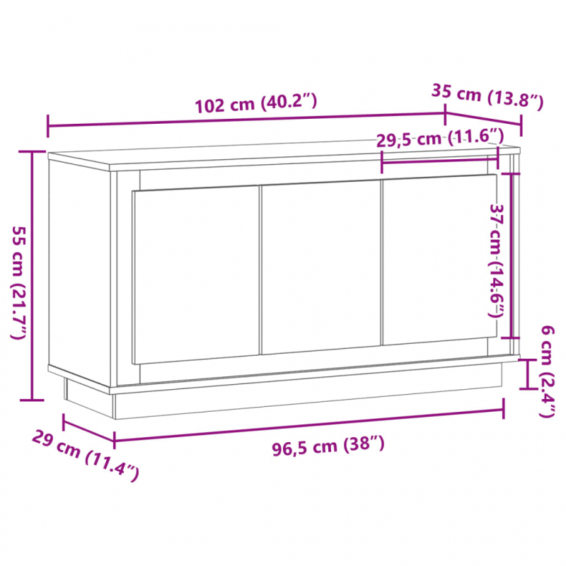 Sideboard Artisan-Eiche 102x35x55 cm Holzwerkstoff