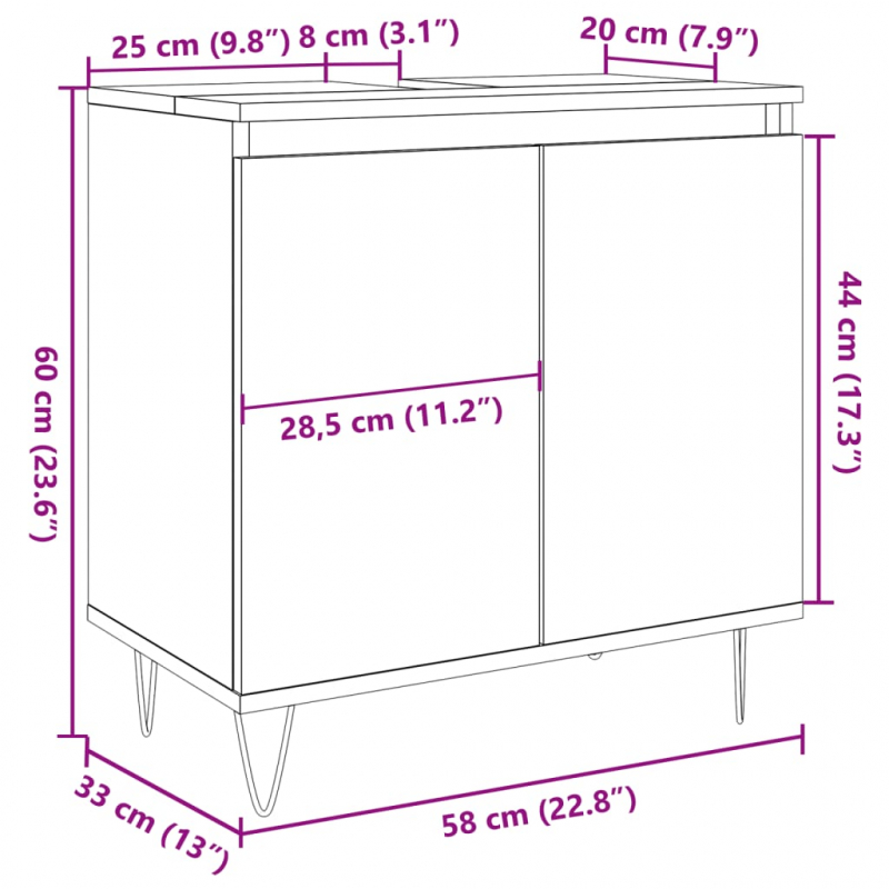 Badschrank Artisan-Eiche 58x33x60 cm Holzwerkstoff
