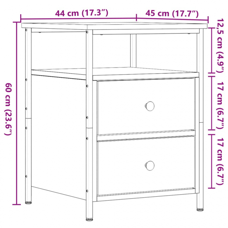 Nachttisch Altholz-Optik 44x45x60 cm Holzwerkstoff