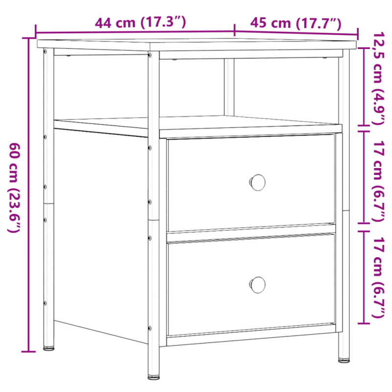 Nachttisch Artisan-Eiche 44x45x60 cm Holzwerkstoff