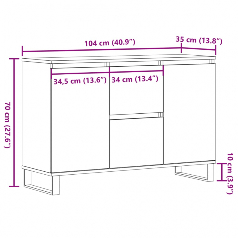 Sideboard Altholz-Optik 104x35x70 cm Holzwerkstoff