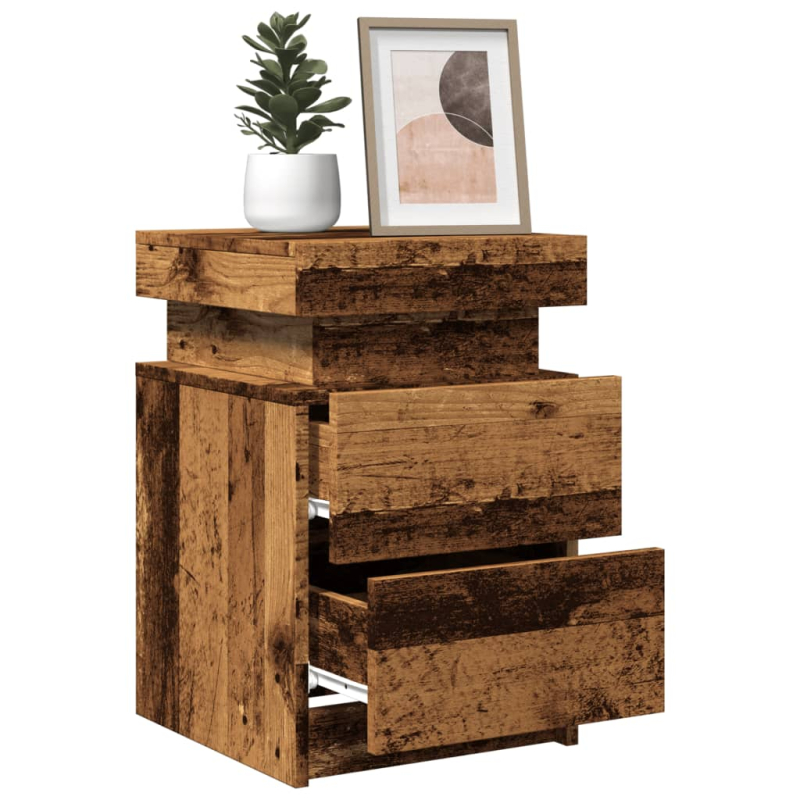 LED-Nachttische 2 Stk. Altholz-Optik 35x39x55 cm Holzwerkstoff