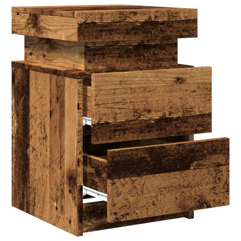 LED-Nachttische 2 Stk. Altholz-Optik 35x39x55 cm Holzwerkstoff