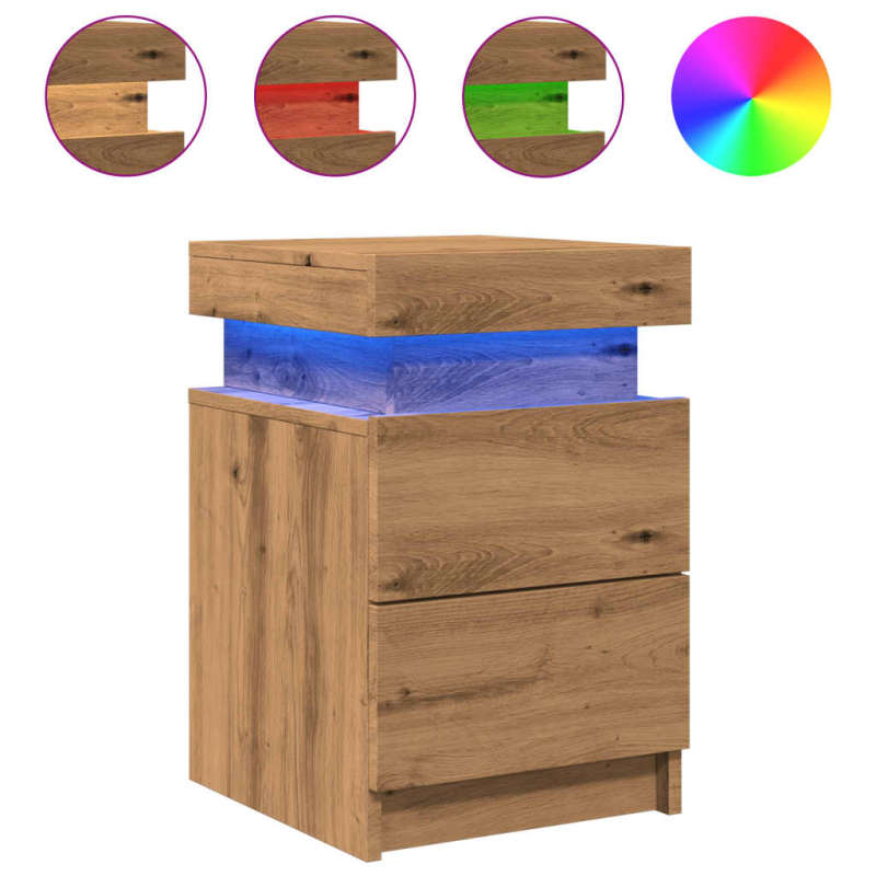 LED-Nachttisch Artisan-Eiche 35x39x55 cm Holzwerkstoff