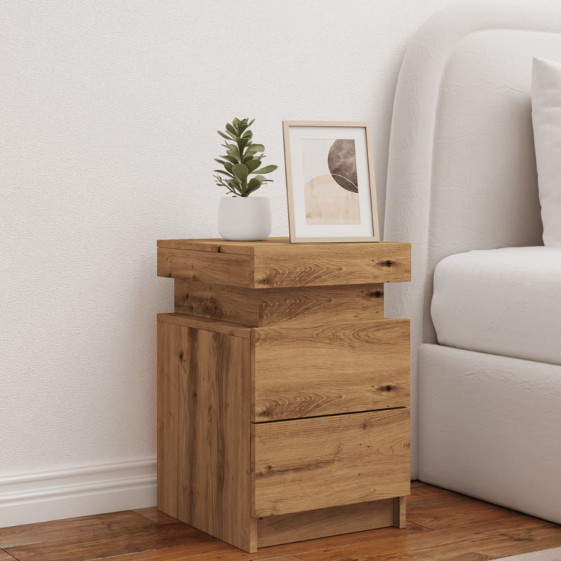 LED-Nachttisch Artisan-Eiche 35x39x55 cm Holzwerkstoff