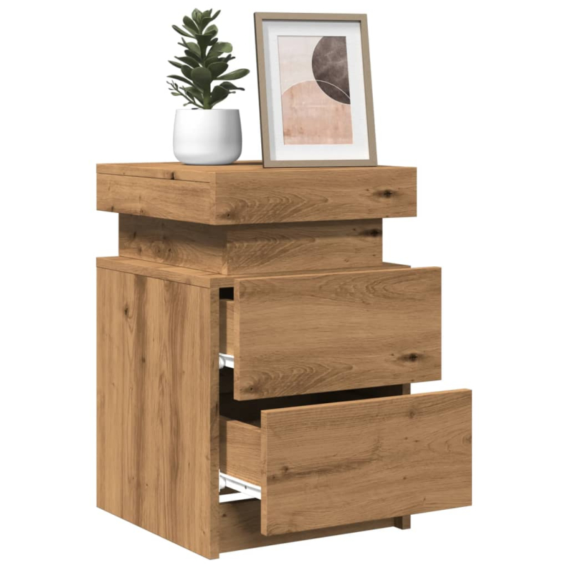 LED-Nachttisch Artisan-Eiche 35x39x55 cm Holzwerkstoff