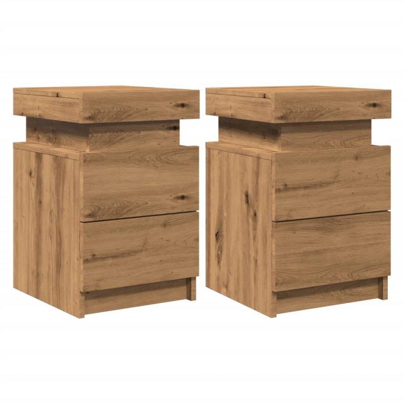 LED-Nachttische 2 Stk. Artisan-Eiche 35x39x55 cm Holzwerkstoff