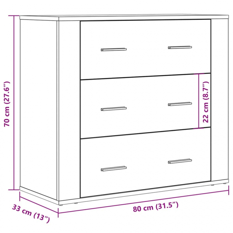 Sideboard Artisan-Eiche 80x33x70 cm Holzwerkstoff