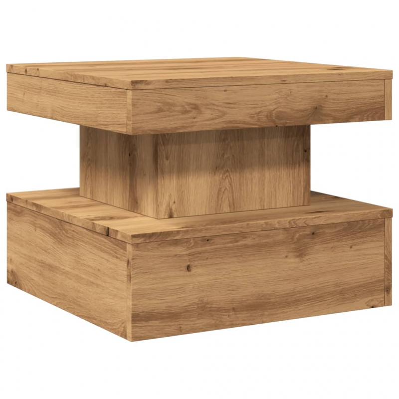 Couchtisch mit LED-Leuchten Artisan-Eiche 50x50x40 cm