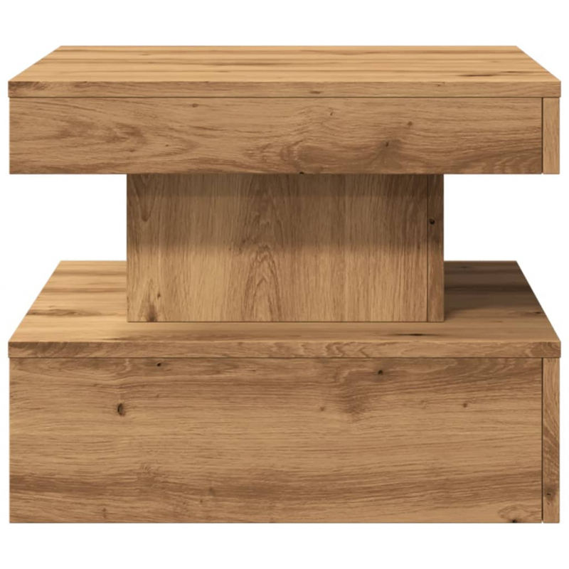 Couchtisch mit LED-Leuchten Artisan-Eiche 50x50x40 cm