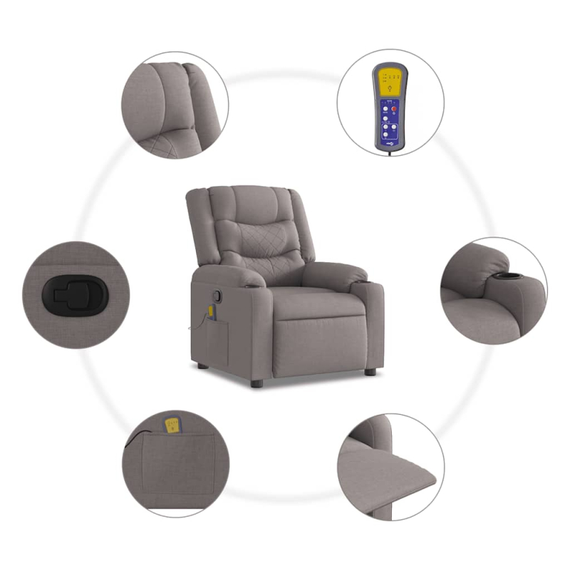 Massagesessel Taupe Stoff