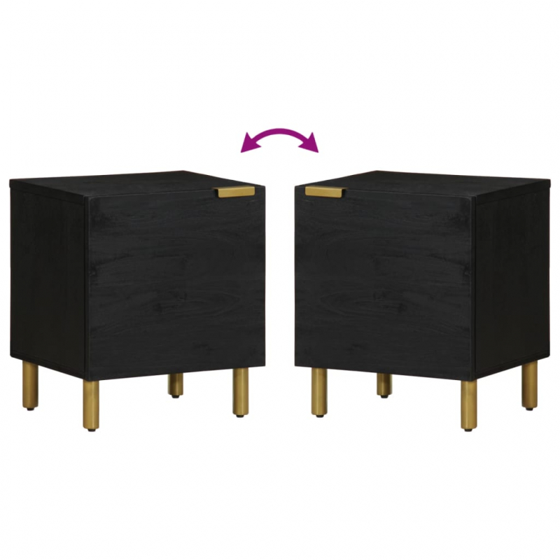 Nachttisch Schwarz 40x33x46 cm Massivholz Mango