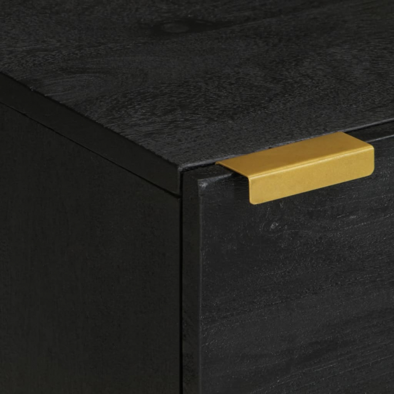 Nachttisch Schwarz 40x33x46 cm Massivholz Mango