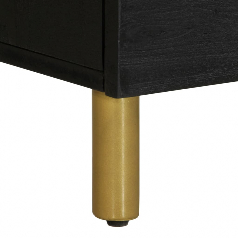 Nachttisch Schwarz 40x33x46 cm Massivholz Mango