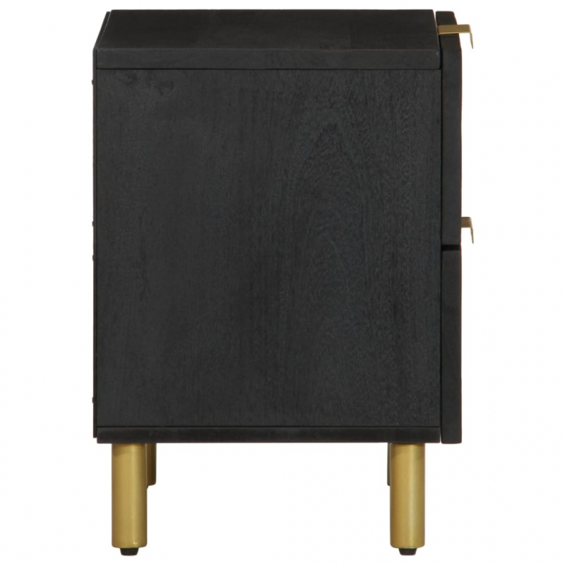 Nachttisch Schwarz 40x33x46 cm Massivholz Mango