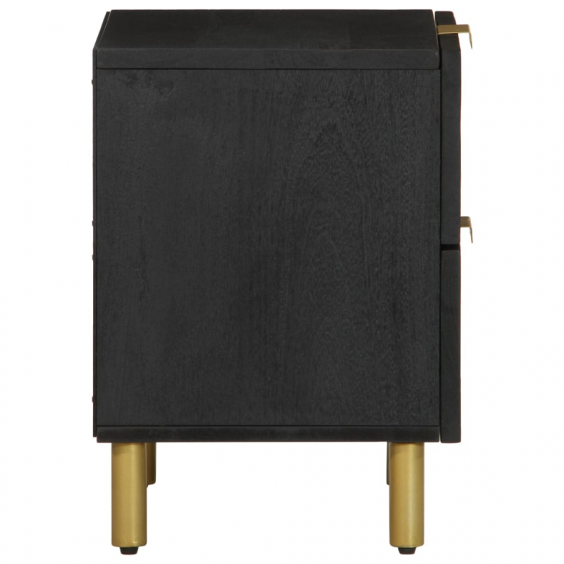 Nachttische 2 Stk. Schwarz 40x33x46 cm Massivholz Mango