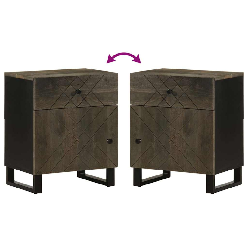 Nachttisch Schwarz 50x33x60 cm Massivholz Mango