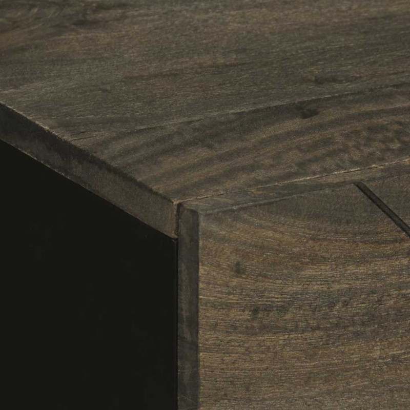 Nachttisch Schwarz 50x33x62 cm Massivholz Mango