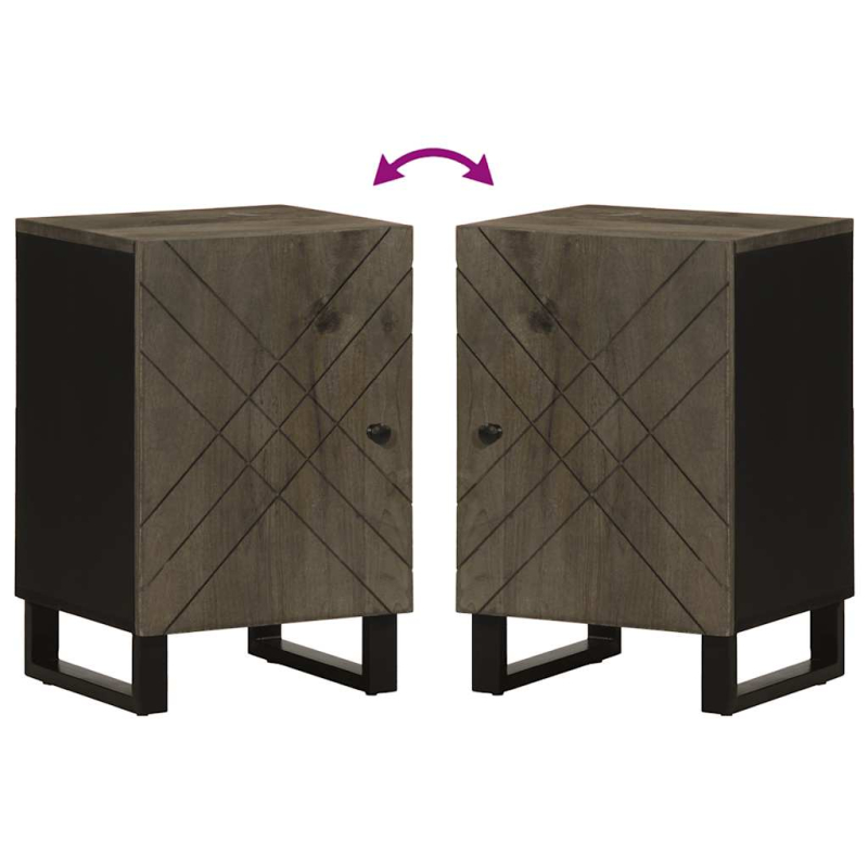 Badschrank Schwarz 38x33x58 cm Massivholz Mango