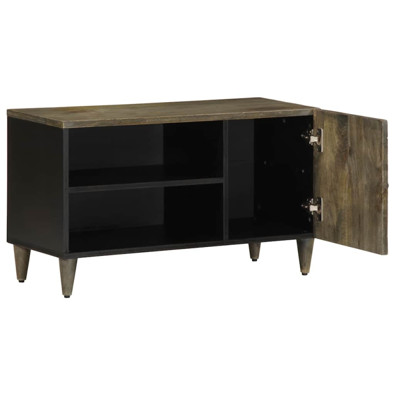 TV-Schrank Hellgrau 80x31,5x46 cm Massivholz Mango