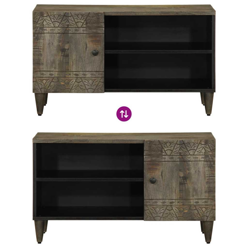 TV-Schrank Hellgrau 80x31,5x46 cm Massivholz Mango