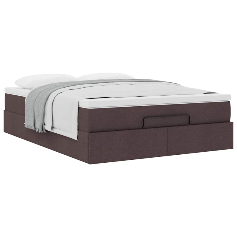 Ottoman-Bett mit Matratze Dunkelbraun 140x200 cm Stoff