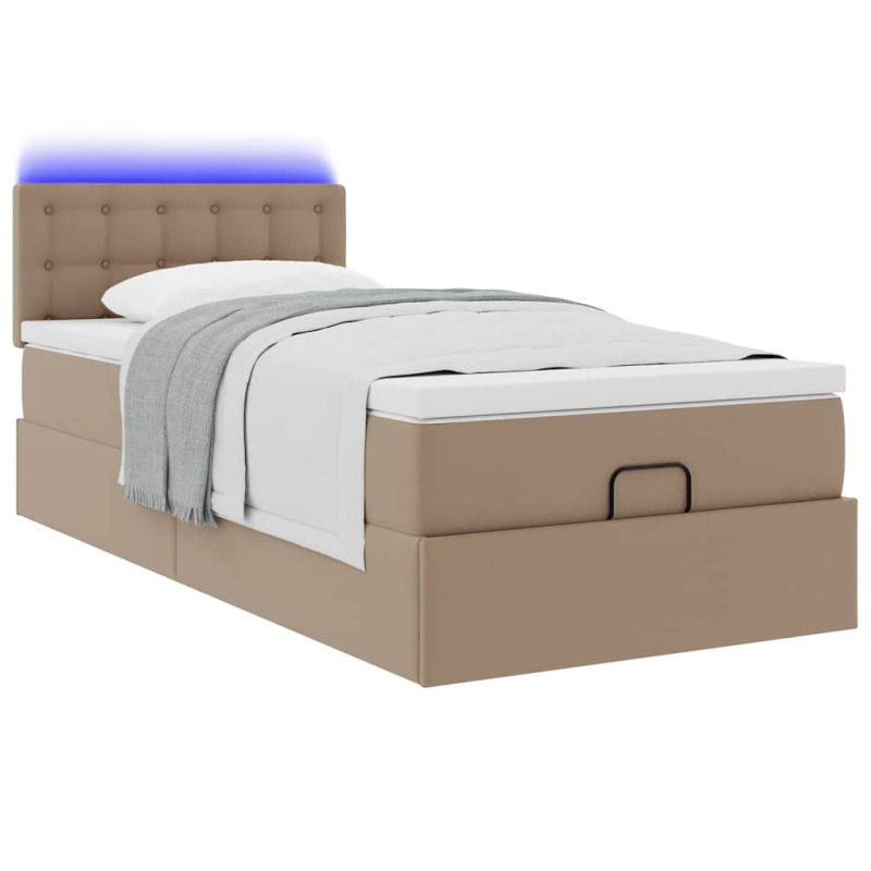 Ottoman-Bett mit Matratzen & LEDs 90x190 cm Kunstleder