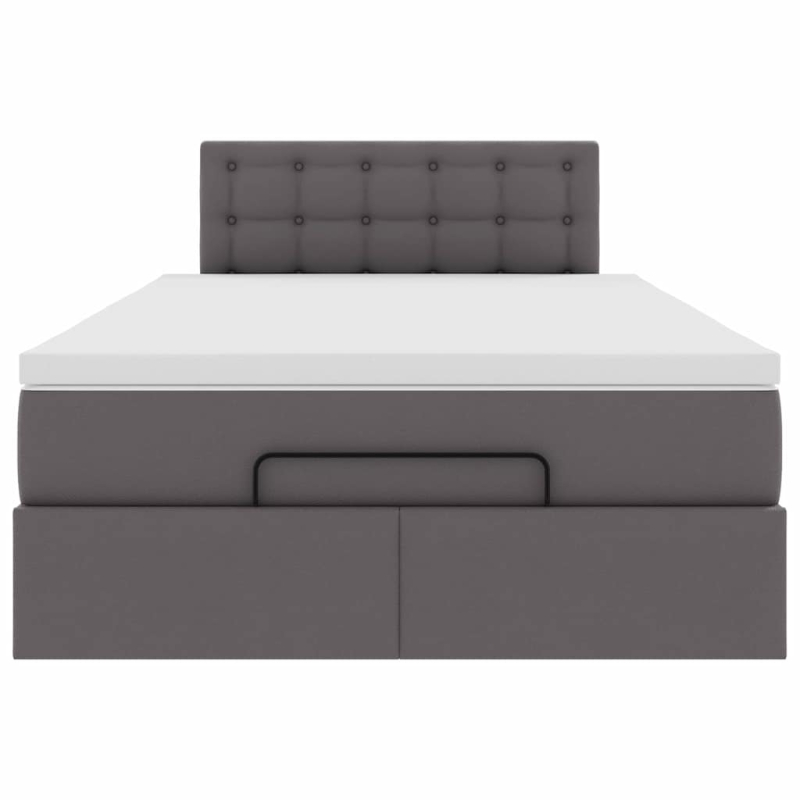 Ottoman-Bett mit Matratzen & LEDs Grau 120x200 cm Kunstleder