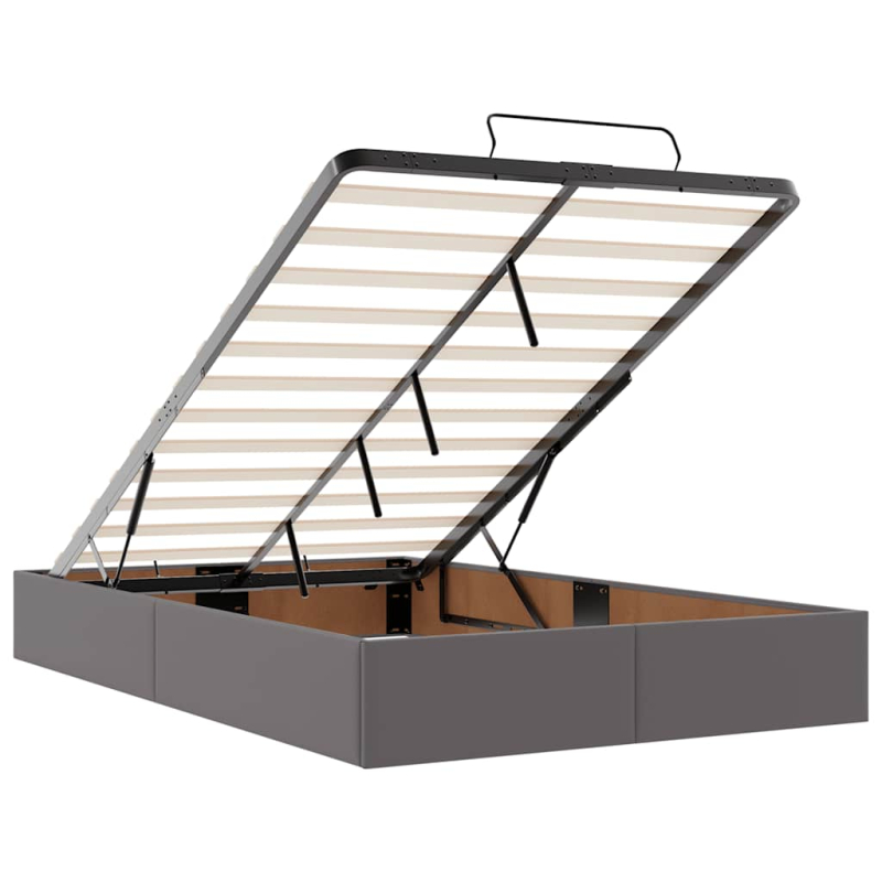 Ottoman-Bett mit Matratzen & LEDs Grau 120x200 cm Kunstleder