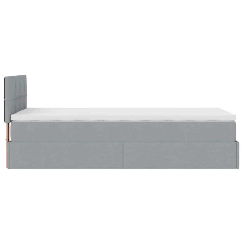 Ottomane Bett mit Matratze & LEDs Hellgrau 80x200 cm Stoff