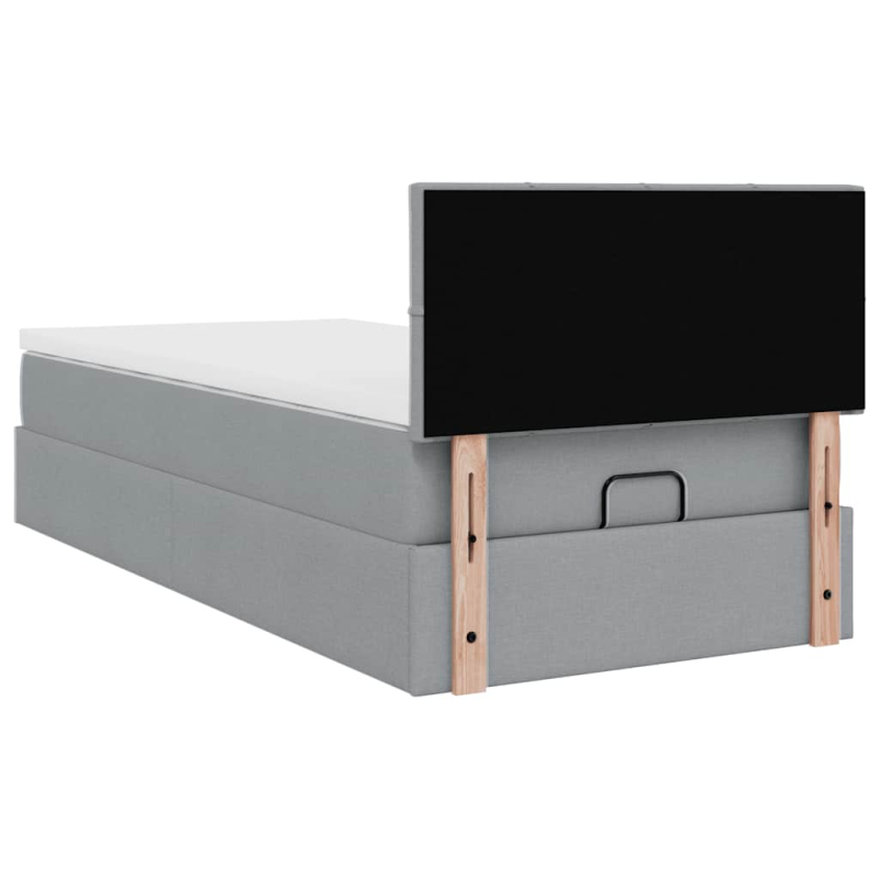 Ottomane Bett mit Matratze & LEDs Hellgrau 80x200 cm Stoff