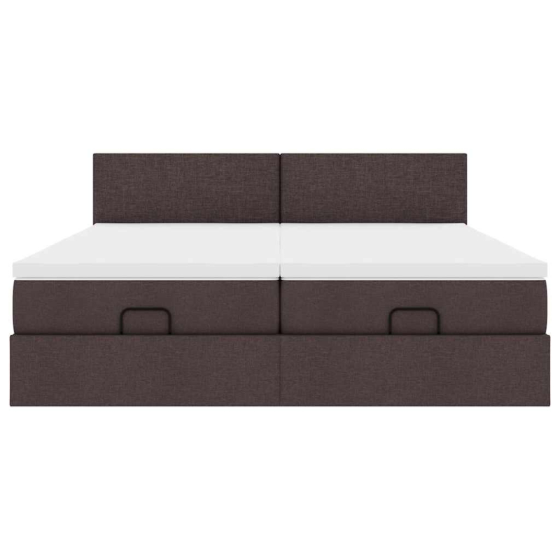 Ottoman-Bett mit Matratzen & LEDs Dunkelbraun 180x200 cm Stoff