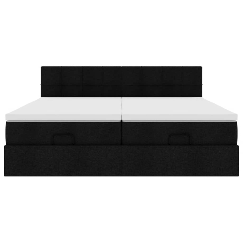 Ottoman-Bett mit Matratzen & LEDs Schwarz 180x200 cm Stoff