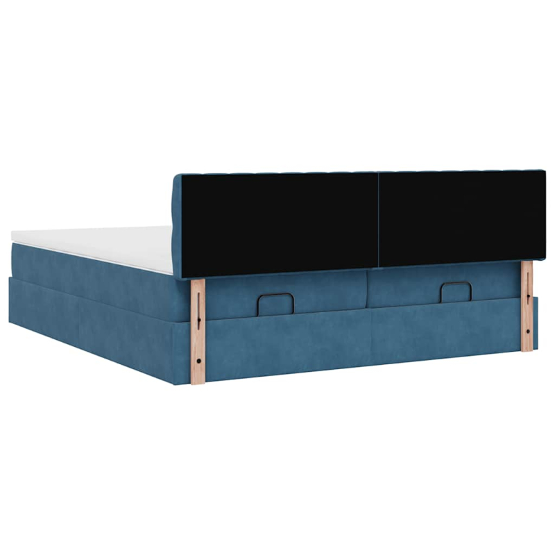 Ottoman-Bett mit Matratzen & LED Dunkelblau 200x200 cm Samt