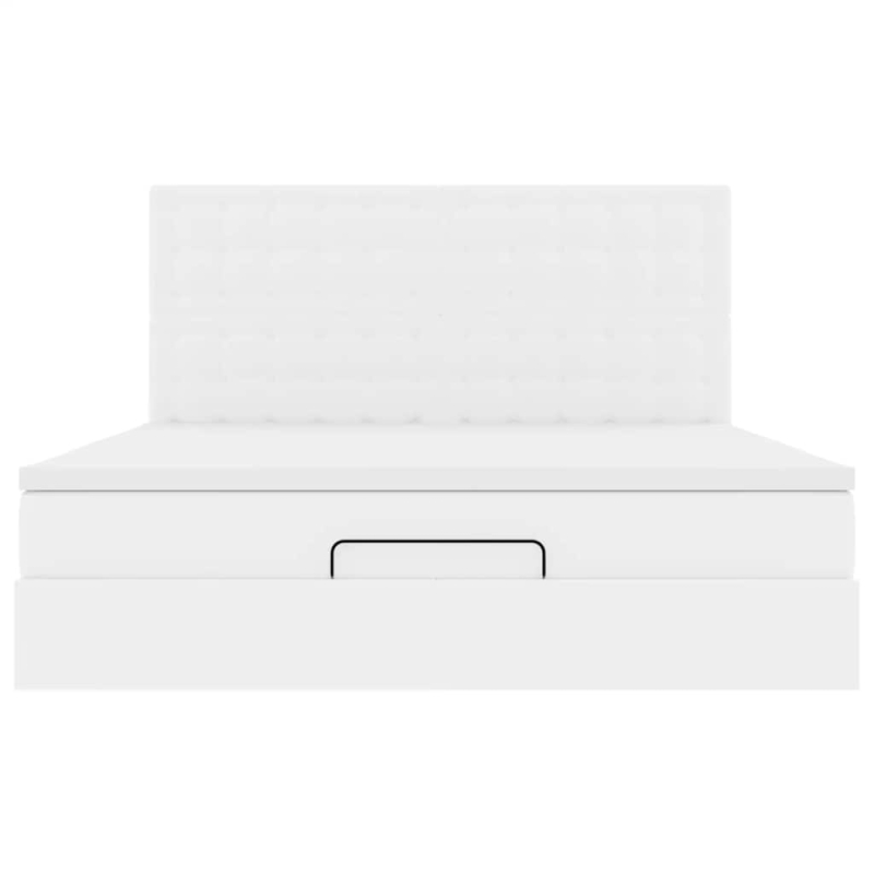 Ottoman-Bett mit Matratze Weiß 180x200 cm Kunstleder