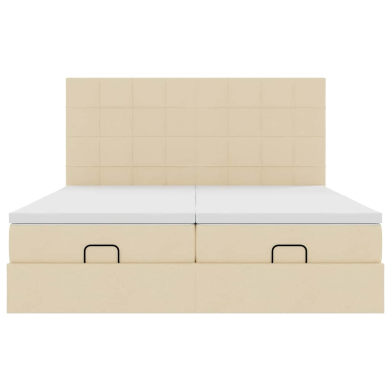 Ottoman-Bett mit Matratzen Creme 160x200 cm Stoff