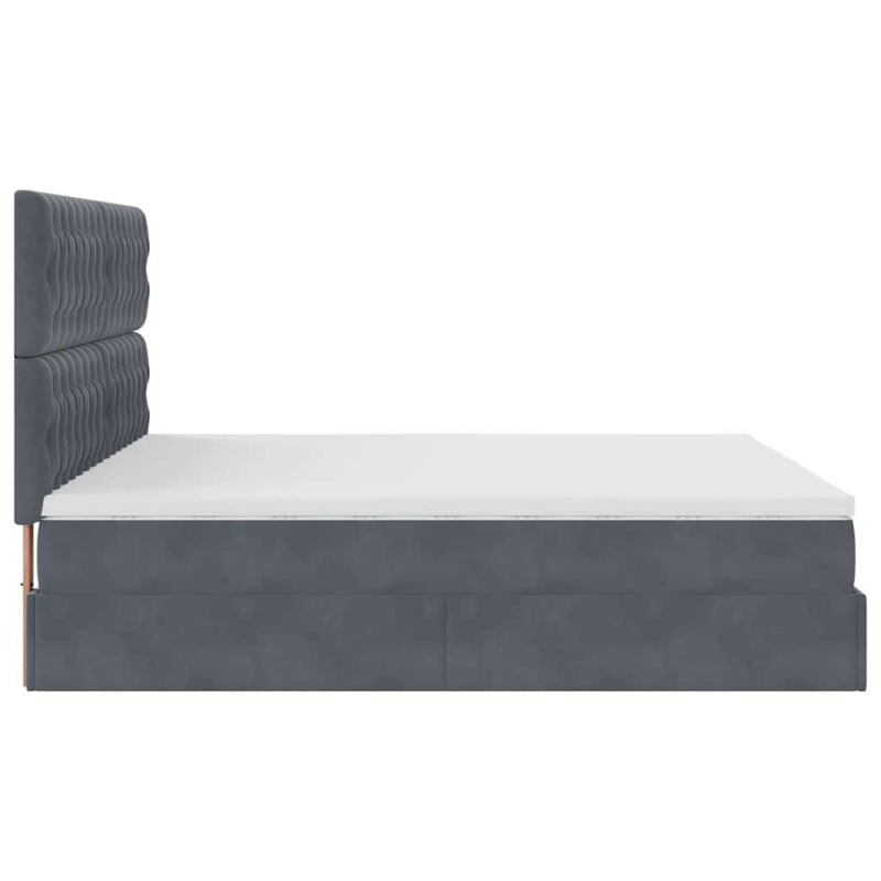 Ottoman-Bett mit Matratzen & LEDs Dunkelgrau 160x200 cm Samt