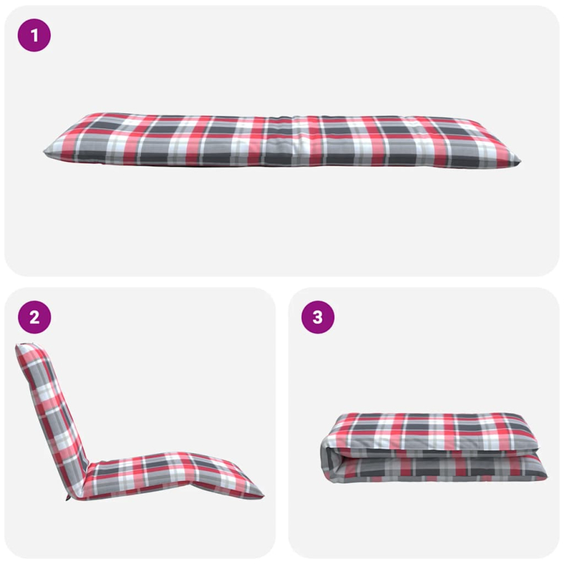 Sonnenliege Klappbar Rot Karomuster 175x54x8,5 cm Oxford-Gewebe