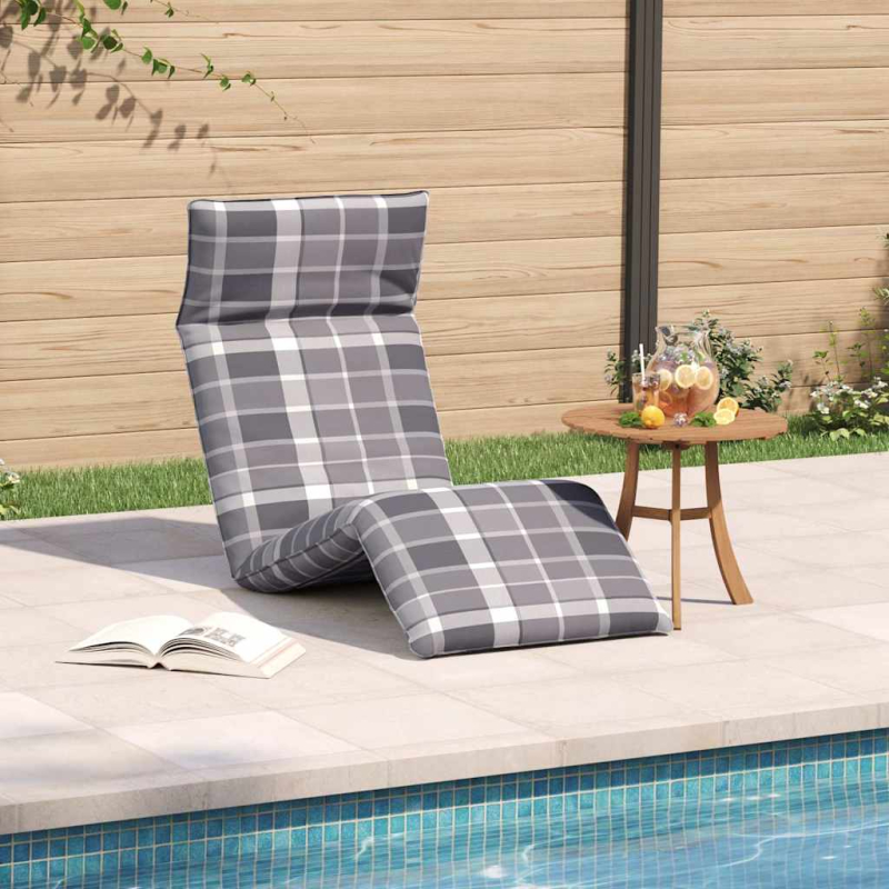 Sonnenliege Klappbar Grau Karomuster 175x54x8,5cm Oxford-Gewebe