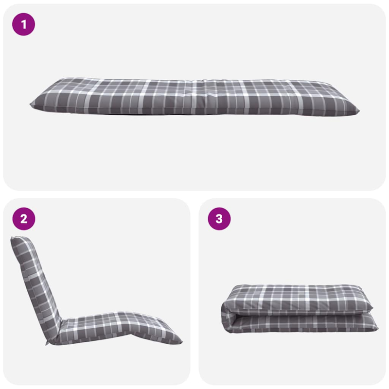 Sonnenliege Klappbar Grau Karomuster 175x54x8,5cm Oxford-Gewebe