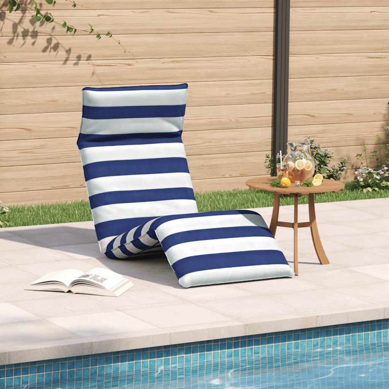 Sonnenliege Klappbar Blau und Weiß 175x54x8,5 cm Oxford-Gewebe
