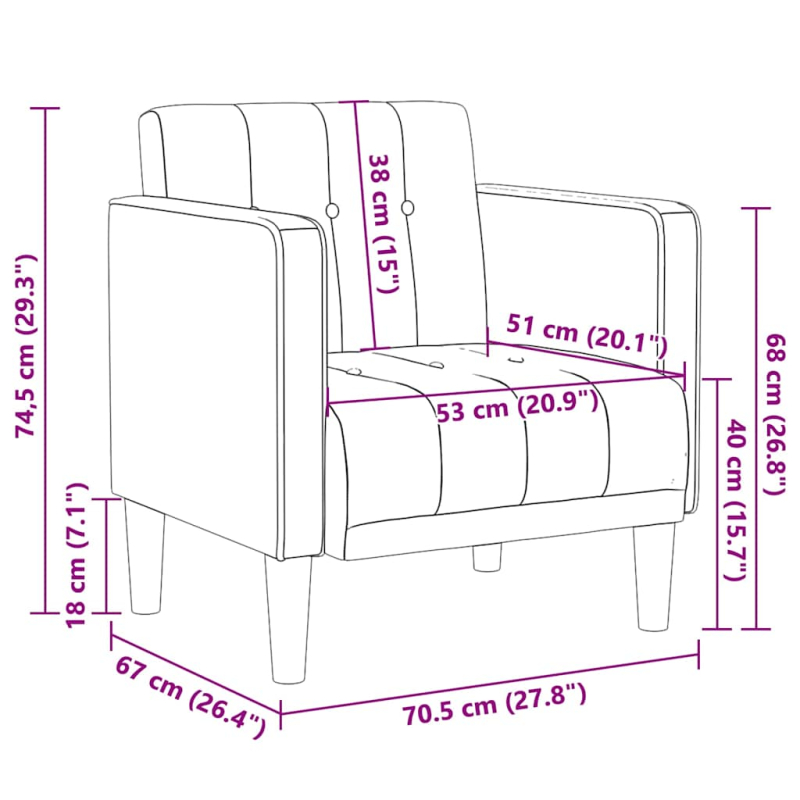 Sessel mit Armlehnen Dunkelgrau 53 cm Stoff